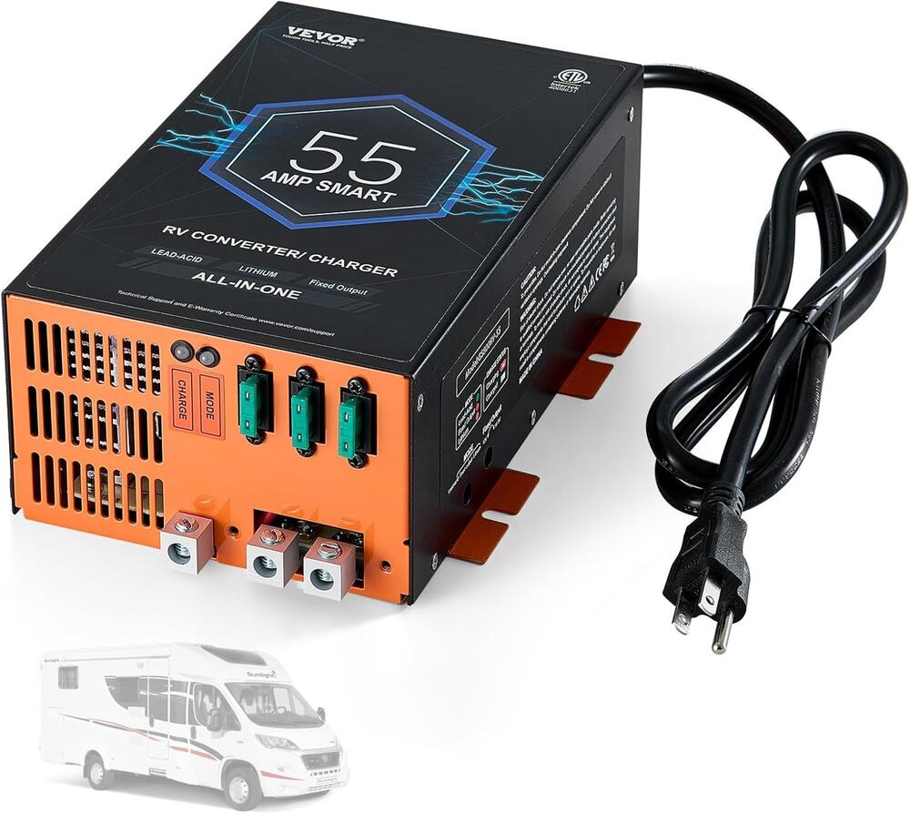 New VEVOR 55-Amp RV Converter Charger, 120V AC to 12V DC